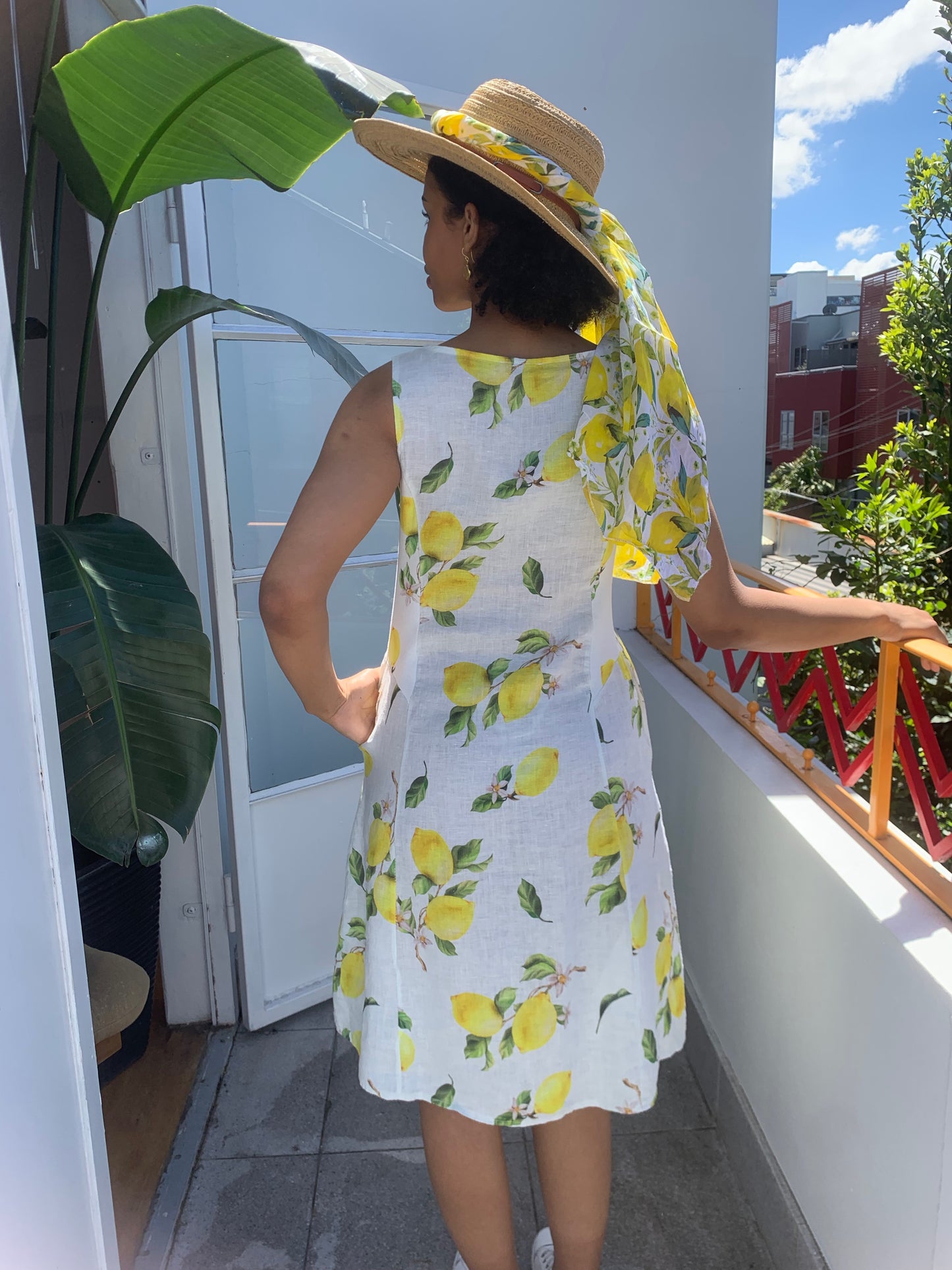 A-Line Lemon Print Dress