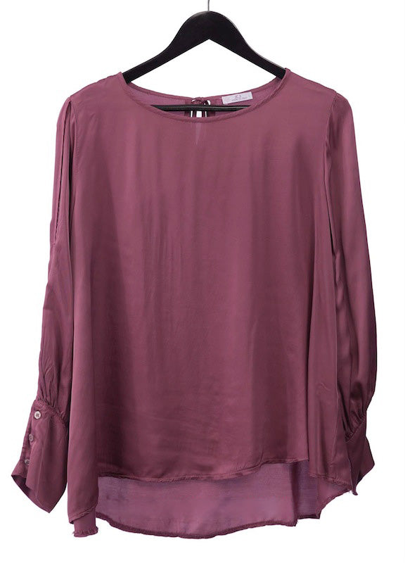 Satin Top with Buttoned Cuff