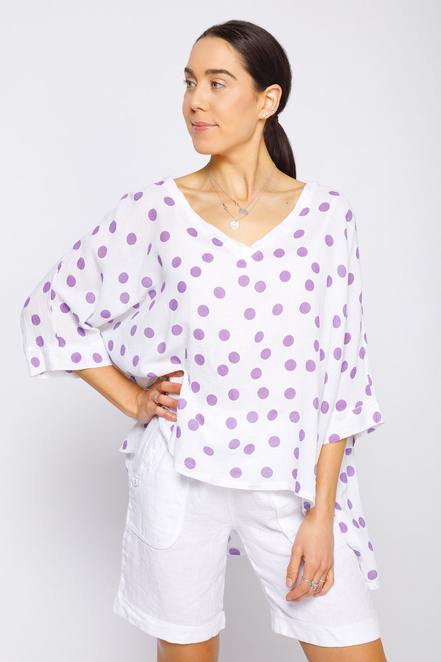 Polka Dot Linen Top