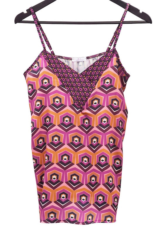 Geometric Satin V Neck Cami