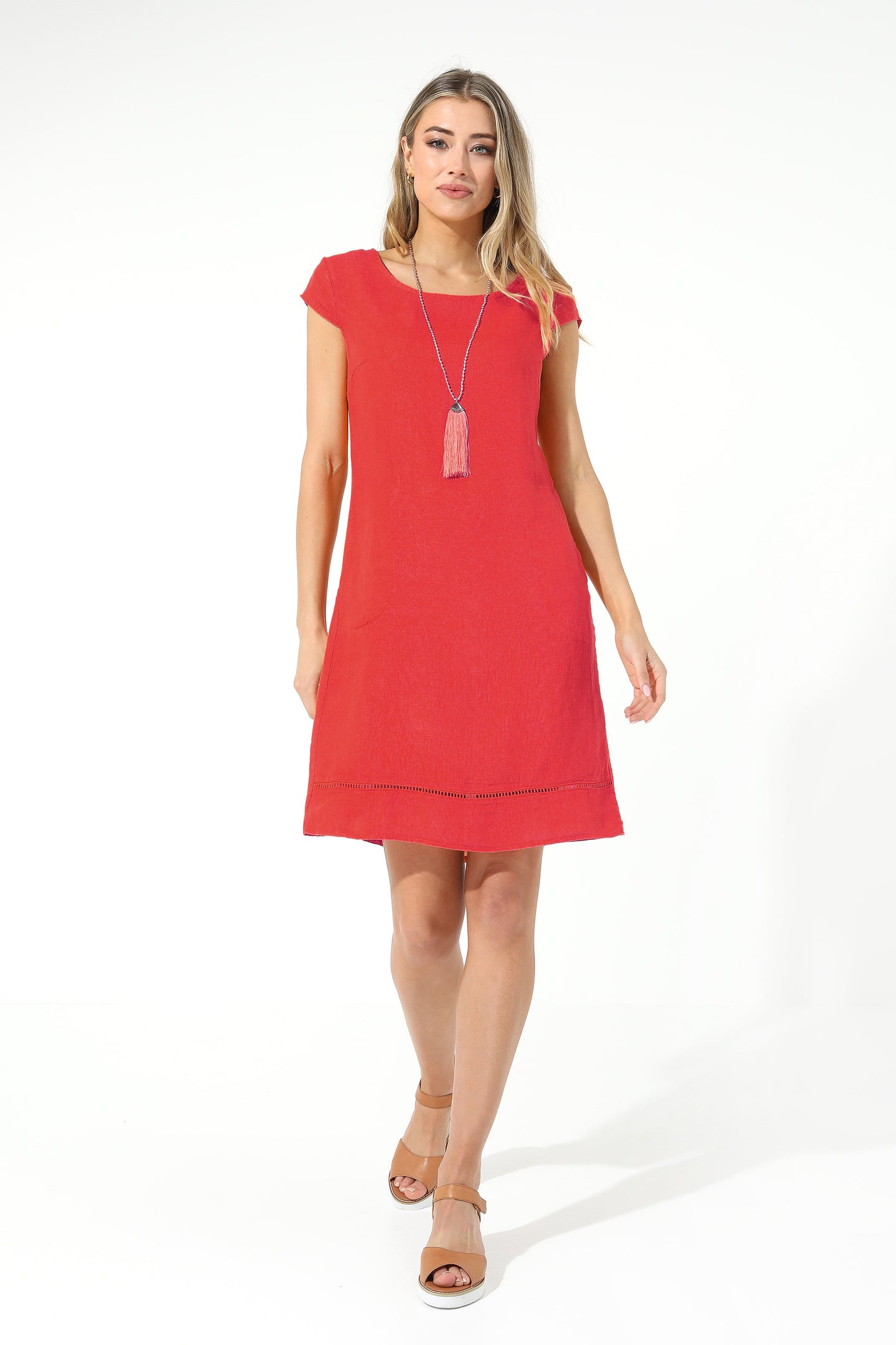 Elizabeth Scott Linen Dress - ESDR270 - Pomegranate