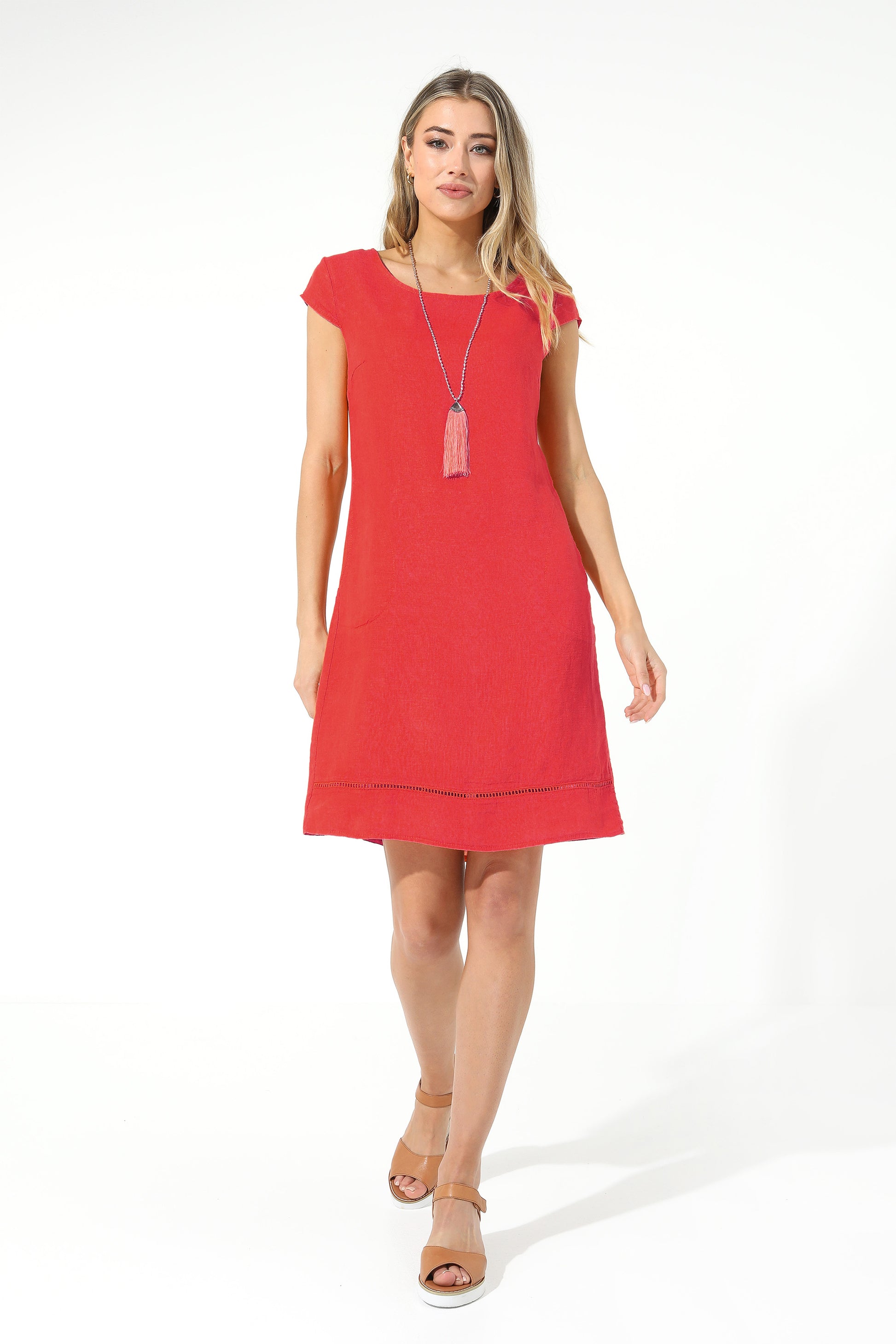Elizabeth Scott Linen Dress - ESDR270 - Pomegranate