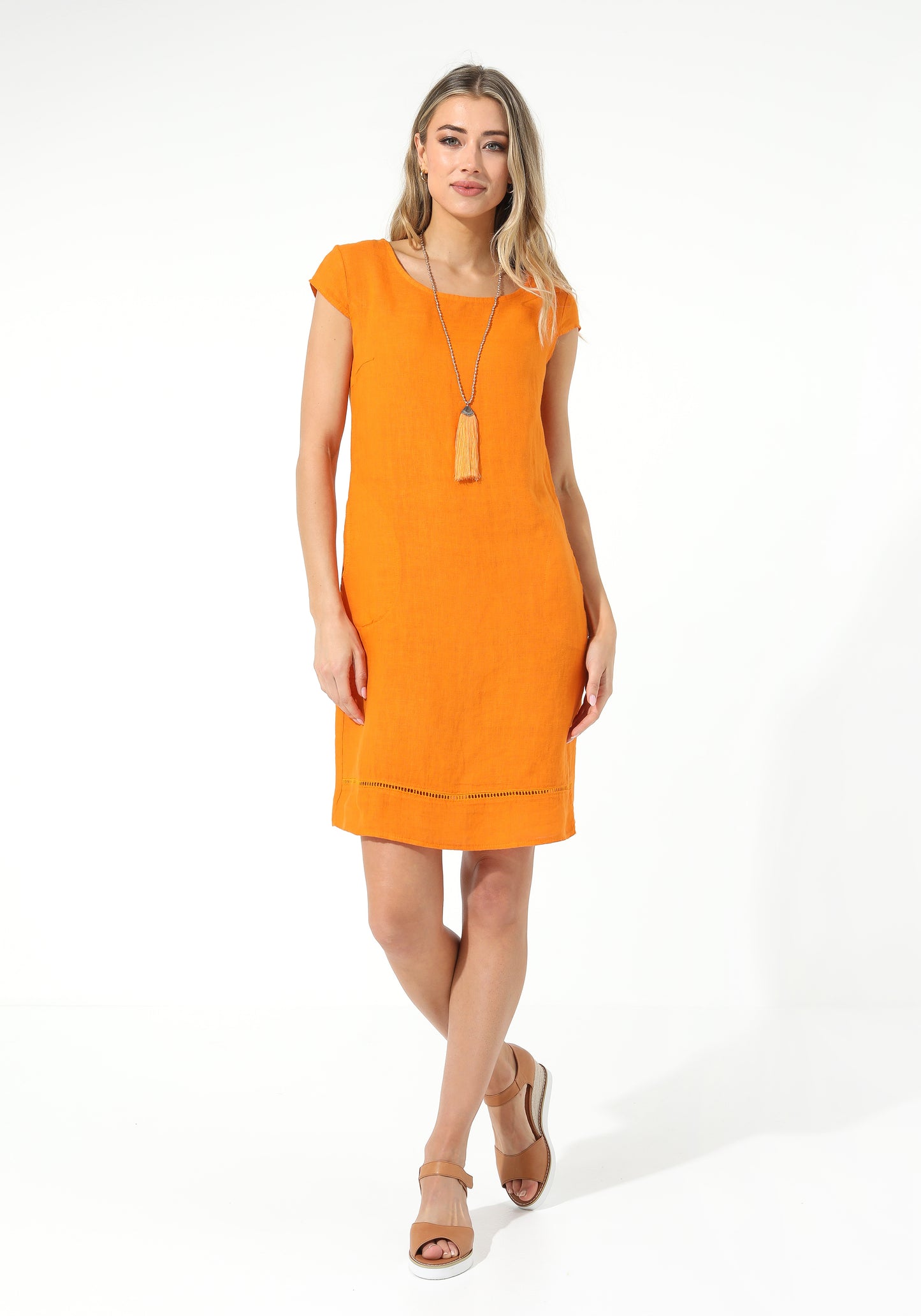 Elizabeth Scott Linen Dress - ESDR270 - Pumpkin
