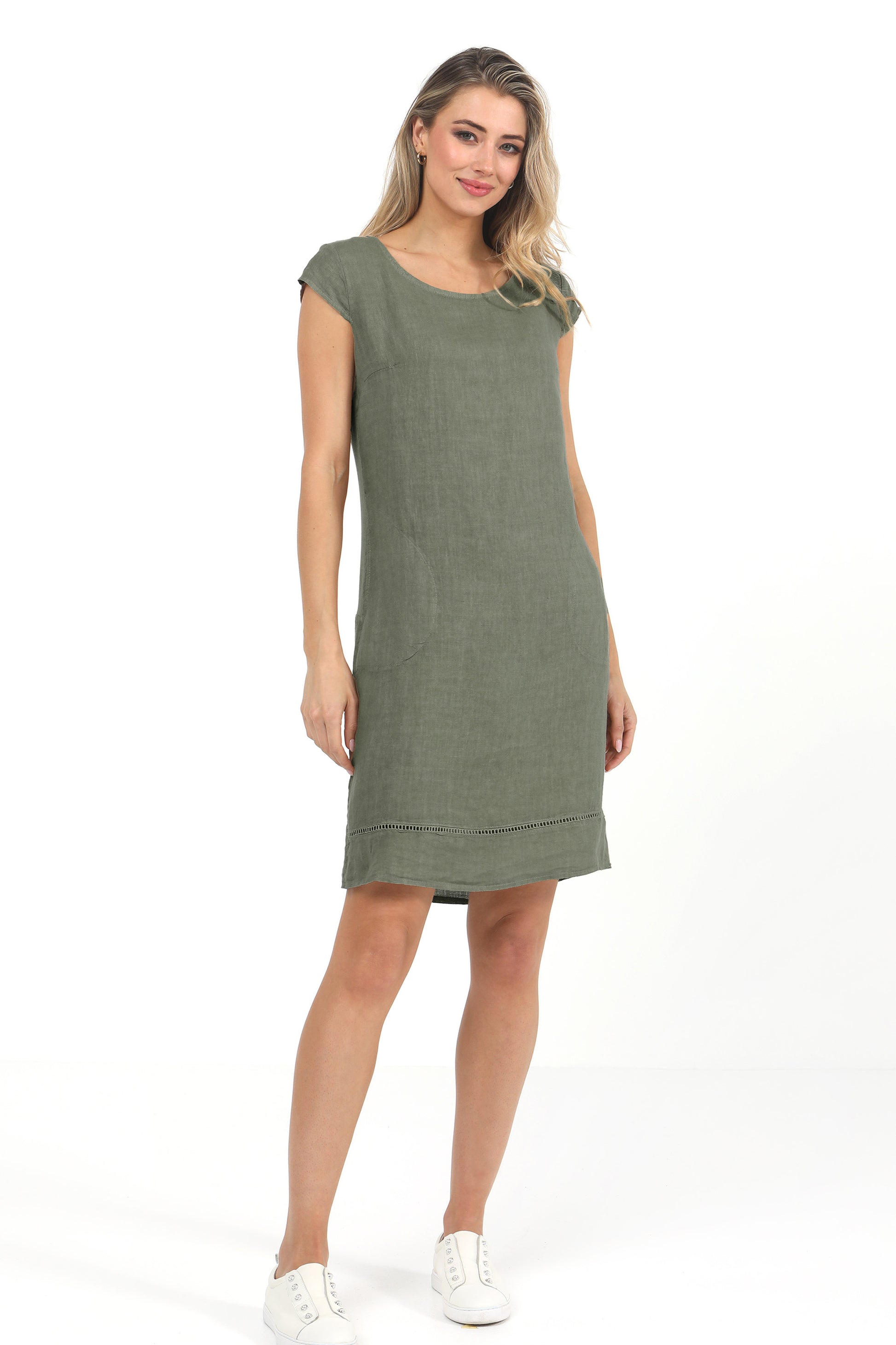 Elizabeth Scott Linen Dress - ESDR270 - Summer Khaki