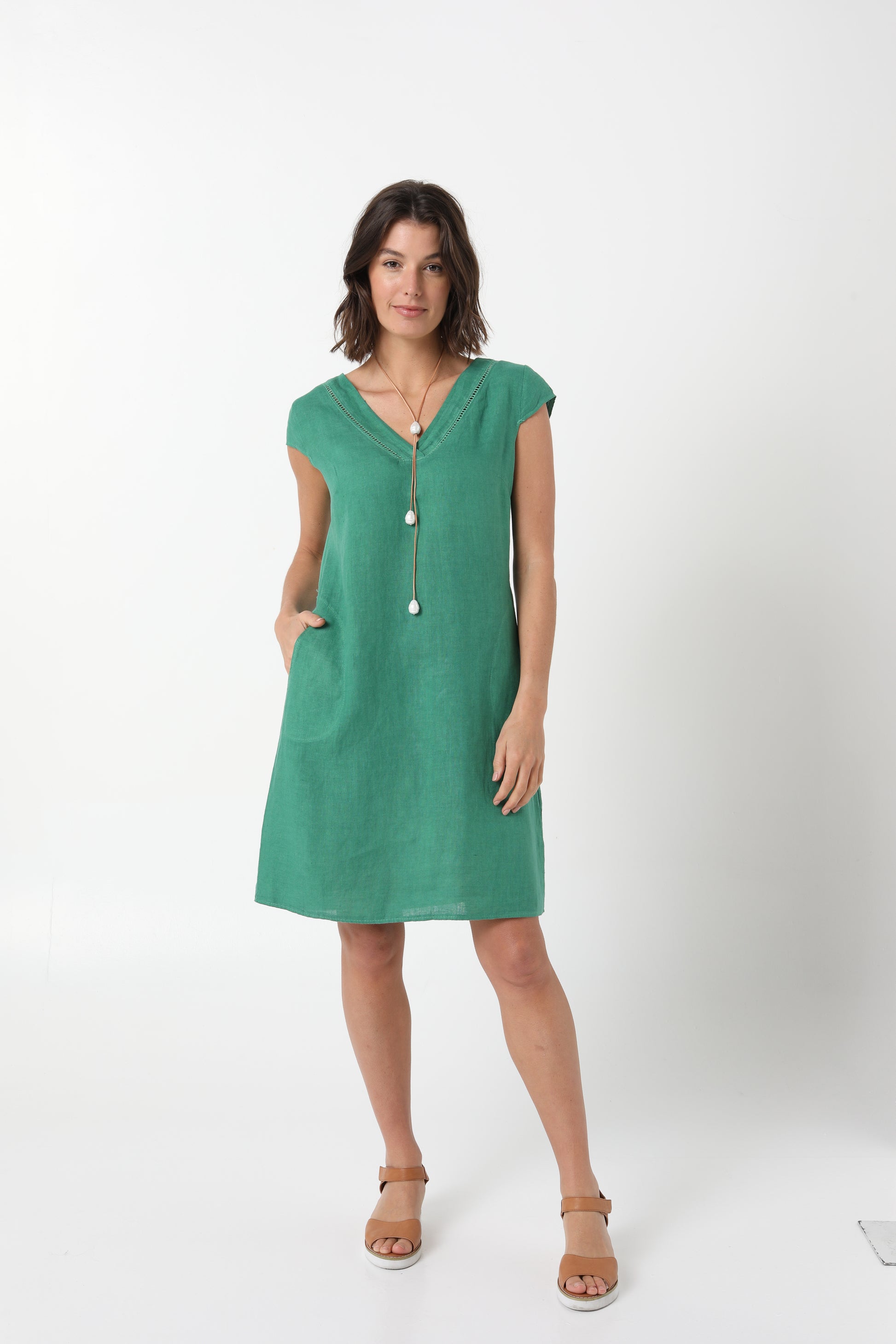 Elizabeth Scott Linen Dress - ESDR281 - Forest