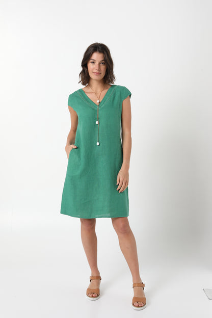 Elizabeth Scott Linen Dress - ESDR281 - Forest