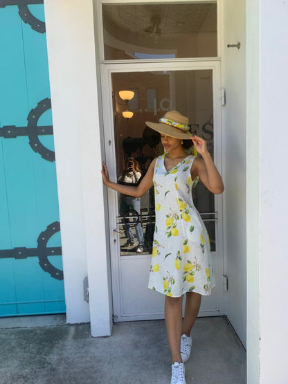 A-Line Lemon Print Dress