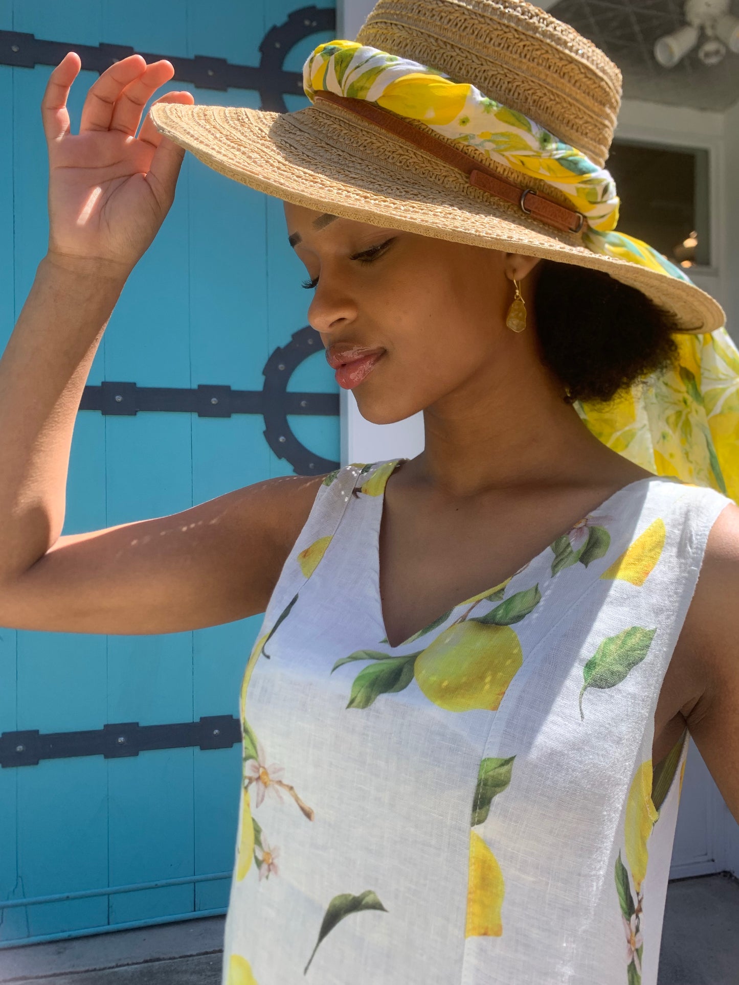 A-Line Lemon Print Dress