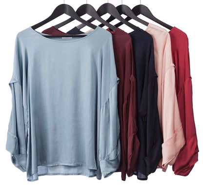 Satin Kimono Sleeve Viscose Top