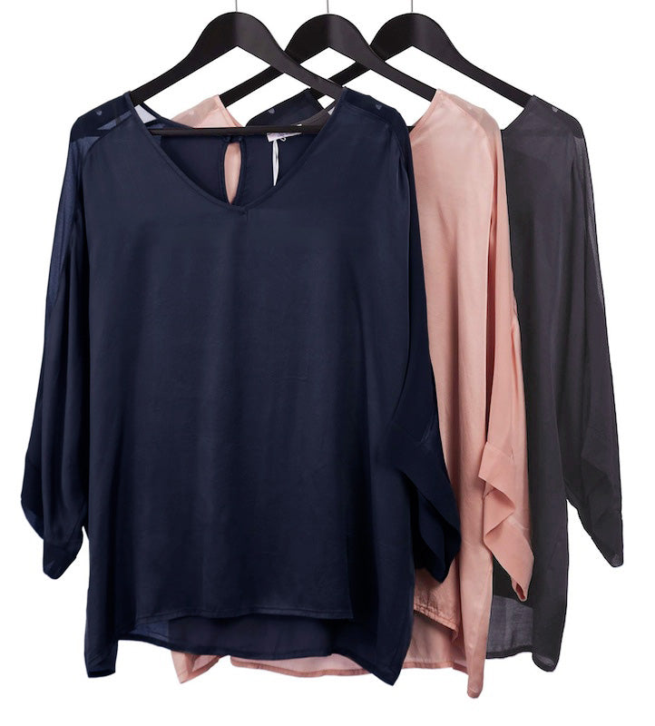 Satin Top with Georgette Cuffs