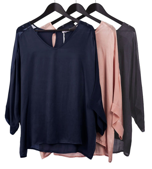 Satin Top with Georgette Cuffs