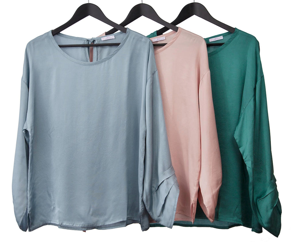 Satin Top with Layered Sleeve