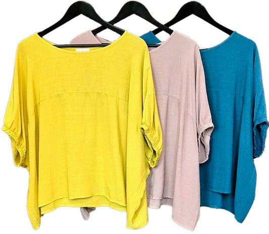 Viscose T With Elasticised Sleeves