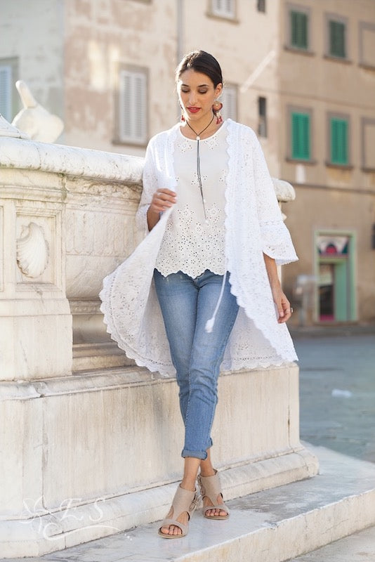 Lace Cape with Cotton Tie Front