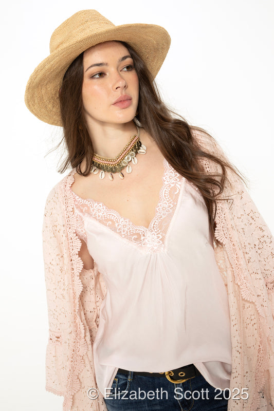 Lace Cape with Cotton Tie Front