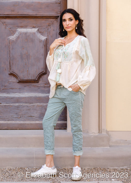 Vintage Wash Pants with Lurex Tie