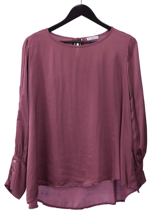 Satin Top with Buttoned Cuff